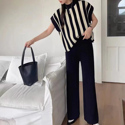 Woman Casual Sets Long Sleeve Sweater+Wide leg pants