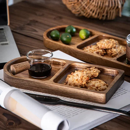 Japanese Dark Colored Acacia Vintage Wood tray