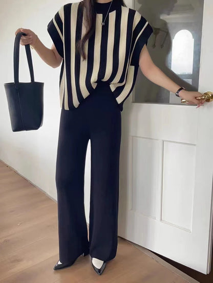 Woman Casual Sets Long Sleeve Sweater+Wide leg pants