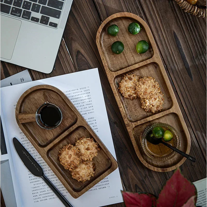 Japanese Dark Colored Acacia Vintage Wood tray