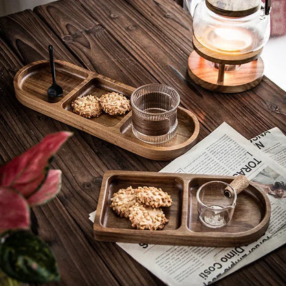 Japanese Dark Colored Acacia Vintage Wood tray