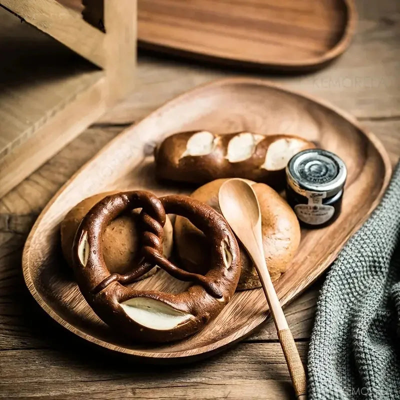 Solid Wood Round Dinner Plates