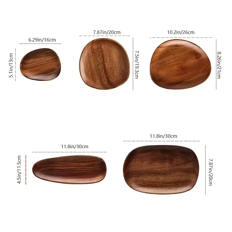 Solid Wood Round Dinner Plates