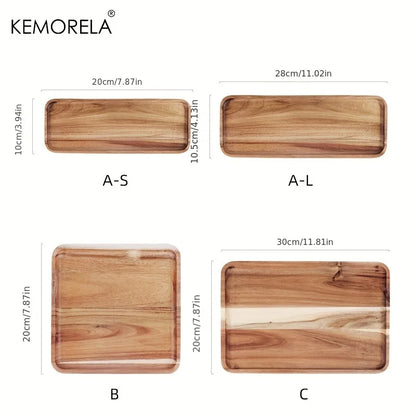 Simple Acacia Wood Tray for Kitchen