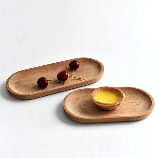 Japanese Tableware Wooden Plate Beech Oval Tray