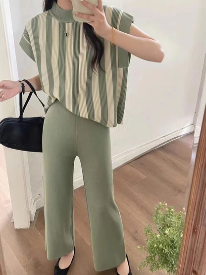 Woman Casual Sets Long Sleeve Sweater+Wide leg pants