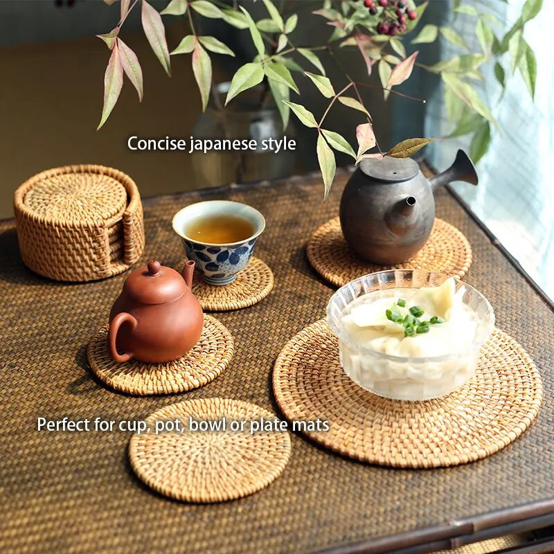 6Pcs Tea Accessories Set Dish Mat Cup Mat Pad Diameter 8Cm