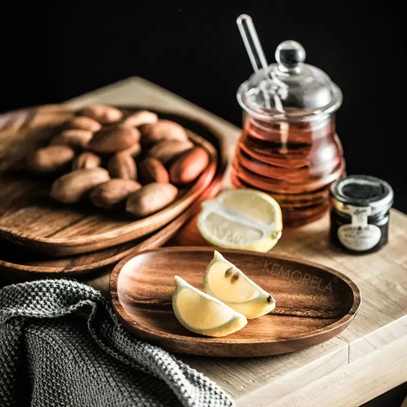 Solid Wood Round Dinner Plates