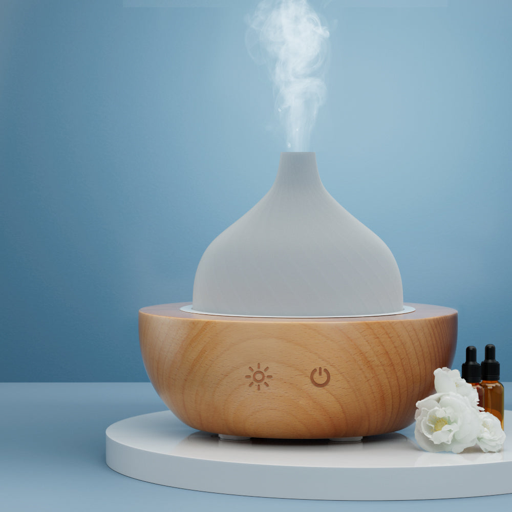 Devanti Aroma Aromatherapy Diffuser LED Oil Ultrasonic Air Humidifier Glass Wood-4