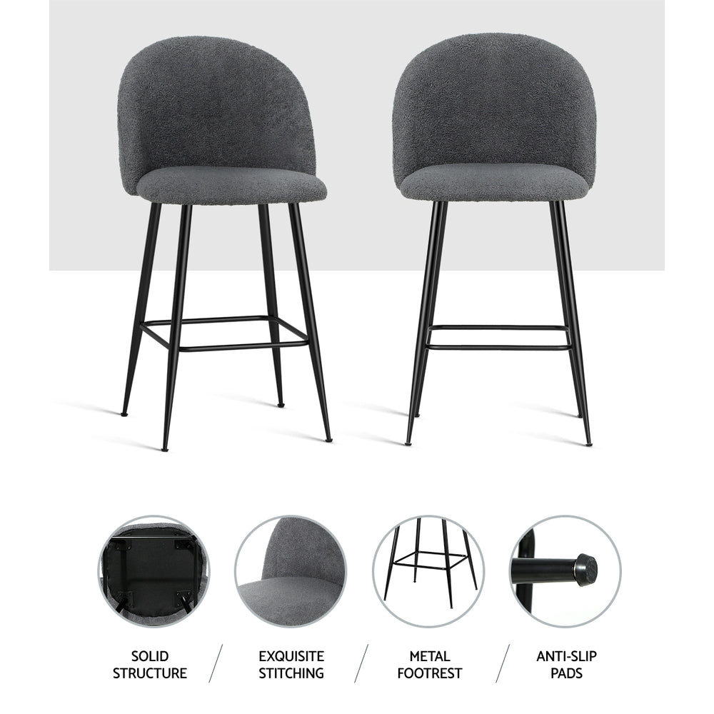 Set of 2 Fenille Bar Stools - Charcoal-6