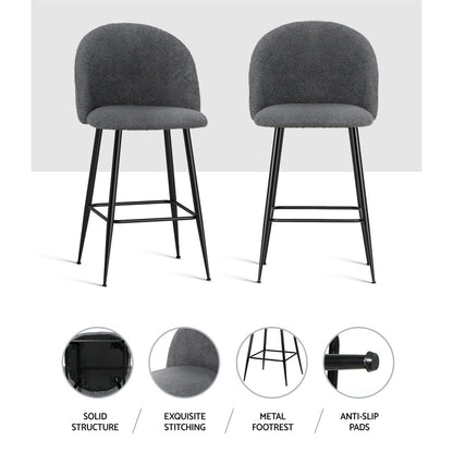 Set of 2 Fenille Bar Stools - Charcoal-6