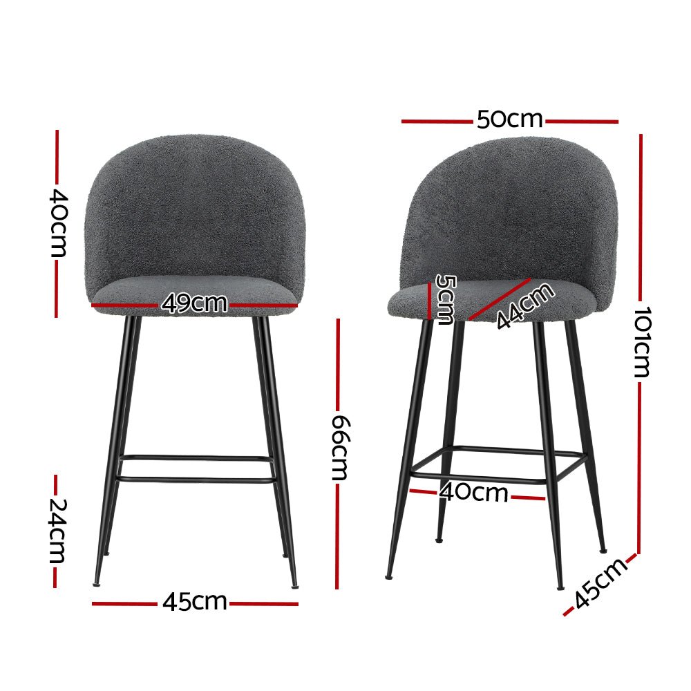 Set of 2 Fenille Bar Stools - Charcoal-1