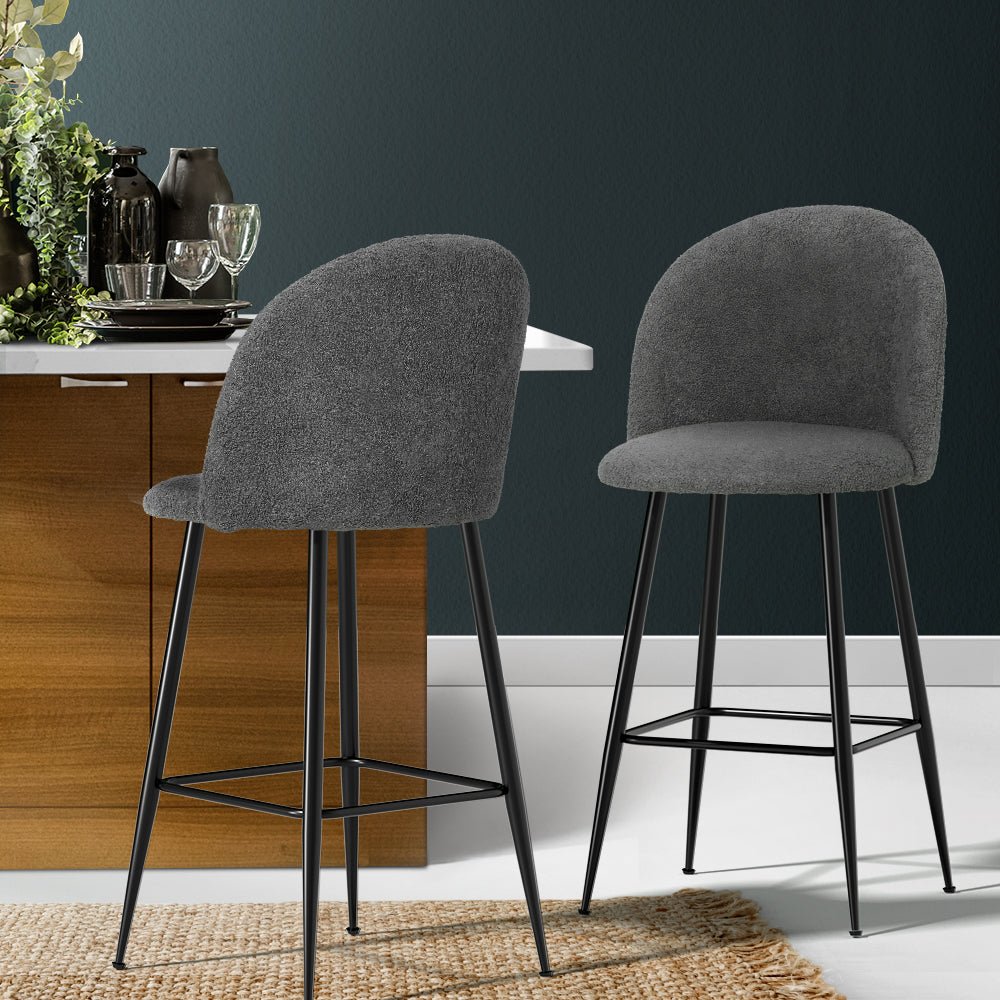 Set of 2 Fenille Bar Stools - Charcoal-2