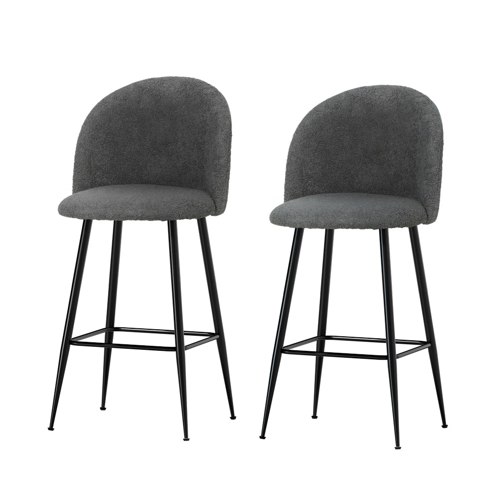 Set of 2 Fenille Bar Stools - Charcoal-0